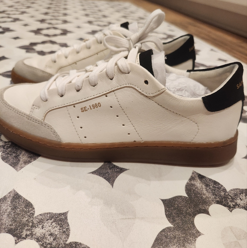 Sam Edelman Like New Josi White & Brown Leather Sneakers Size 7.5 - Picture 5 of 12